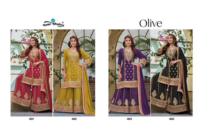 Olive By Your Choice Heavy Wedding Wear Sharara Readymade Suits Wholesale Market In Surat